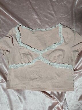 Women's Pink Lace-Trim Sleep Top - Soft Short Sleeve